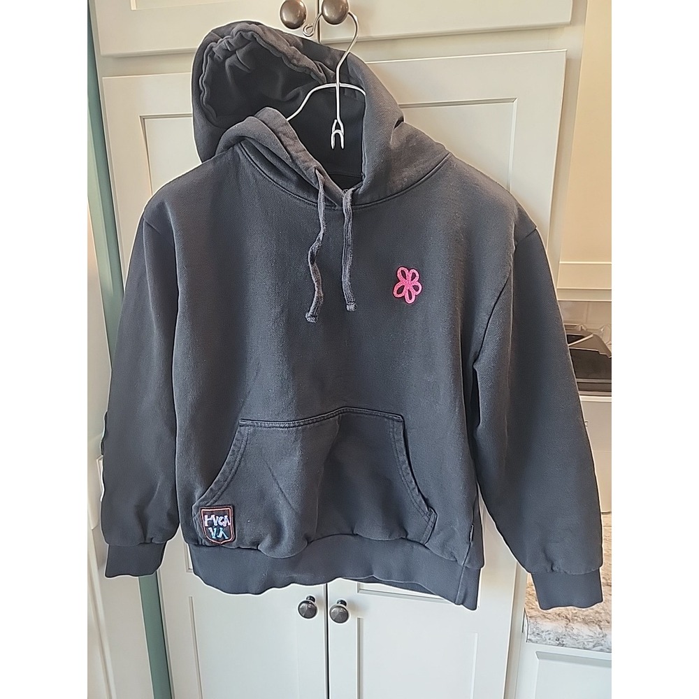 Rvca ~‎ Women's  Black Hoodie~ARTIST NETWORK PROGRAM~Mark Oblow Patch - size Xs
